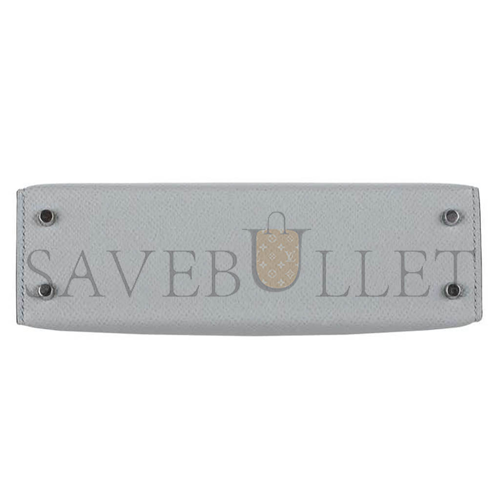 HERMÈS MASTER MINI KELLY II BLUE GLACIER EPSOM LEATHER PALLADIUM HARDWARE (19*12*5.5cm)